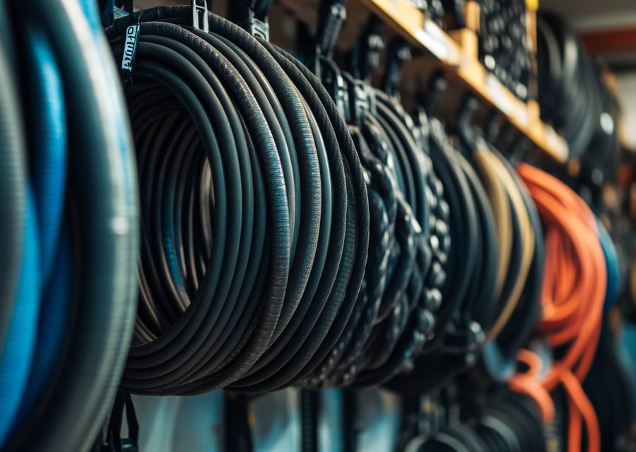 Rolos de mangueiras industriais em estoque